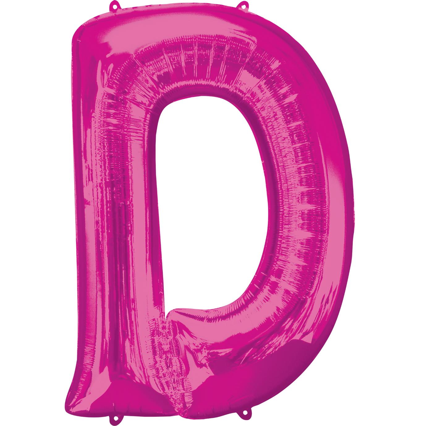 Letter D Pink SuperShape Foil Balloon 53x81cm Balloons & Streamers - Party Centre