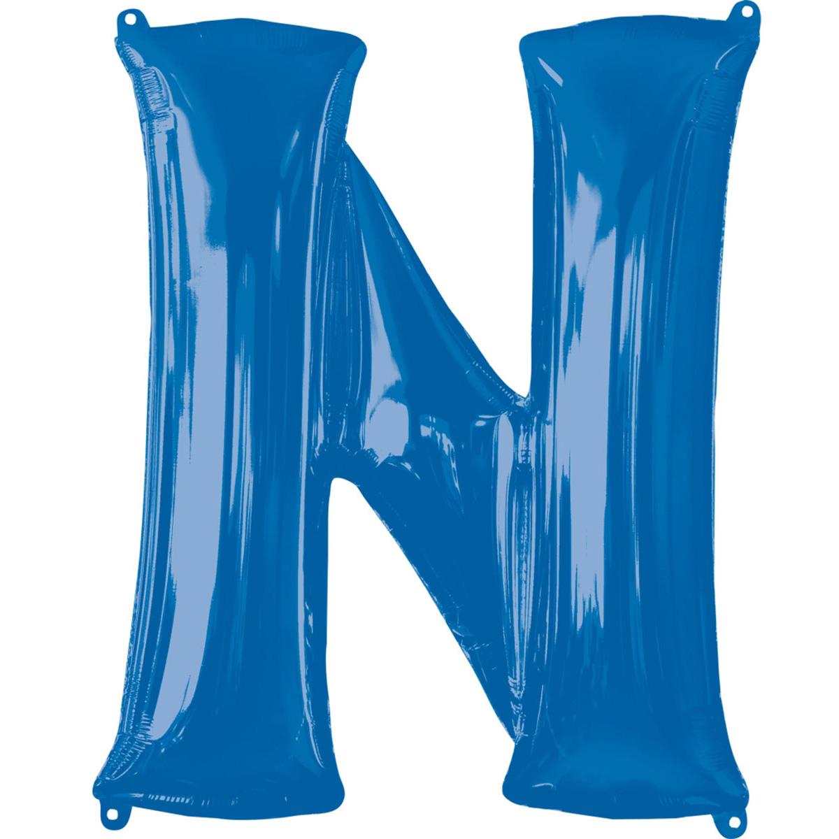 Letter N Blue SuperShape Foil Balloon 53x81cm Balloons & Streamers - Party Centre
