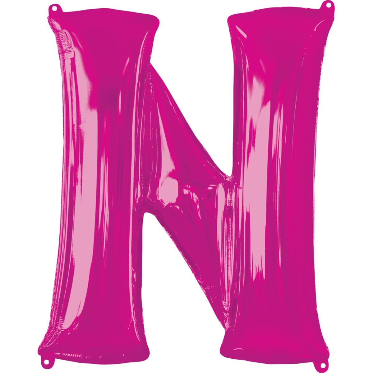 Letter N pink SuperShape Balloon 60x81cm Balloons & Streamers - Party Centre