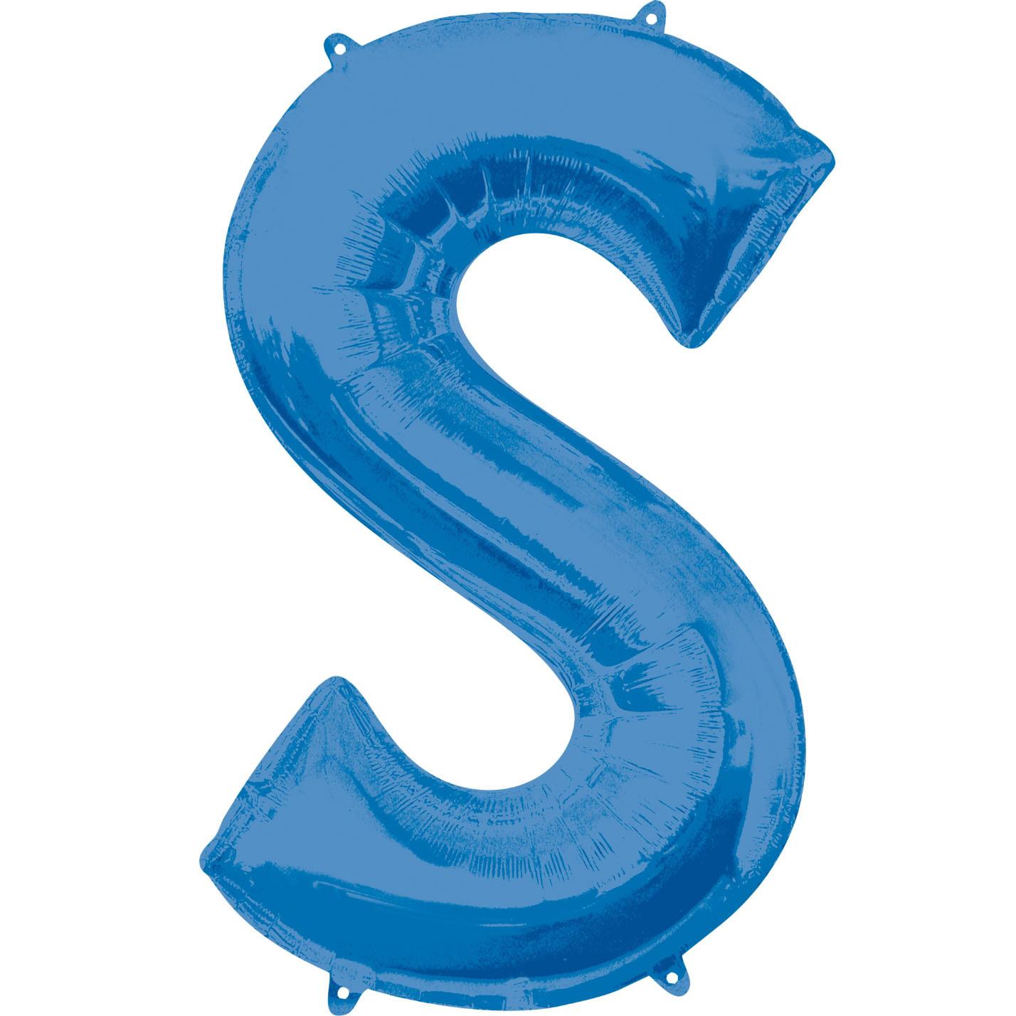 Letter S Blue SuperShape Balloon  53x88cm Balloons & Streamers - Party Centre