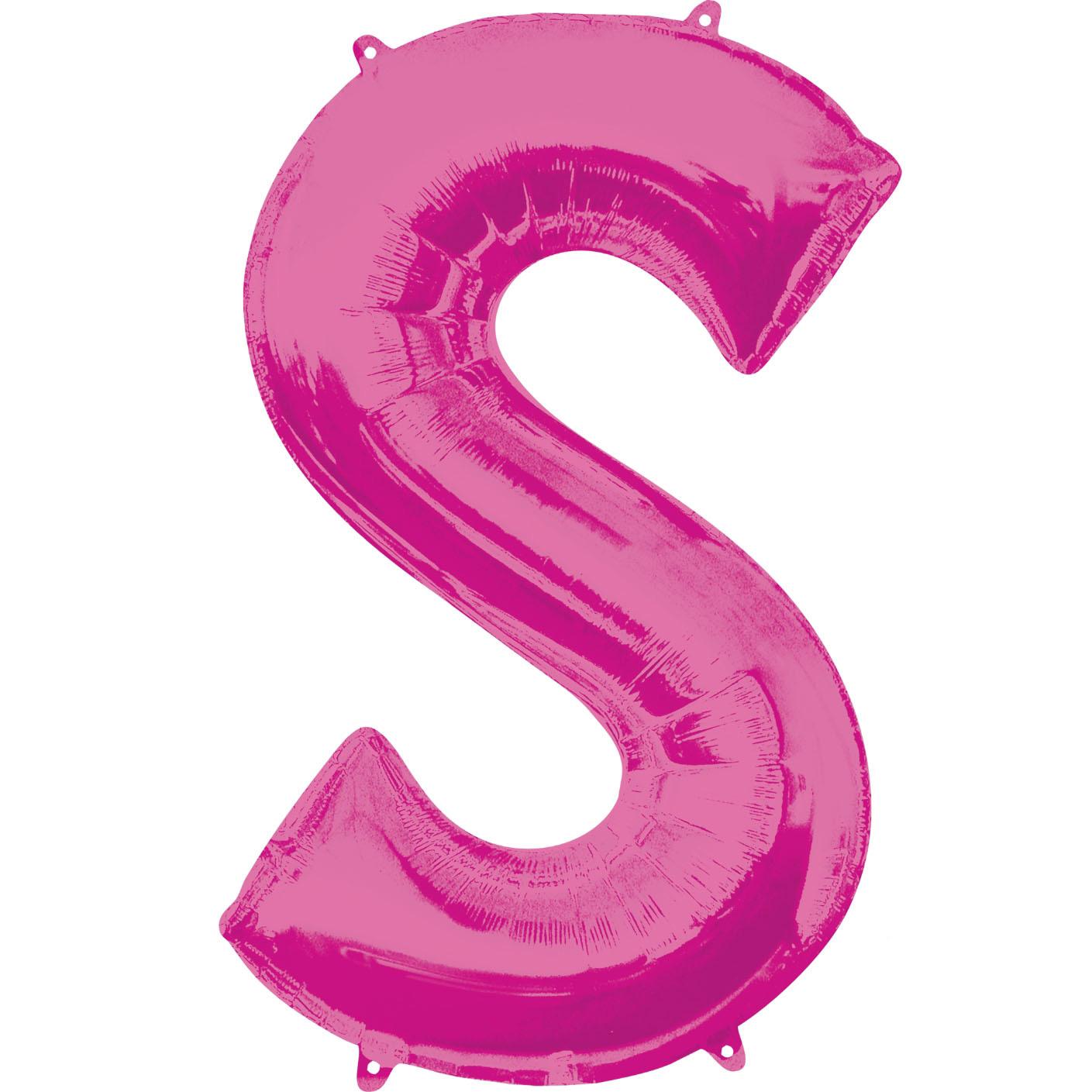Letter S Pink SuperShape Balloon 53x88cm Balloons & Streamers - Party Centre