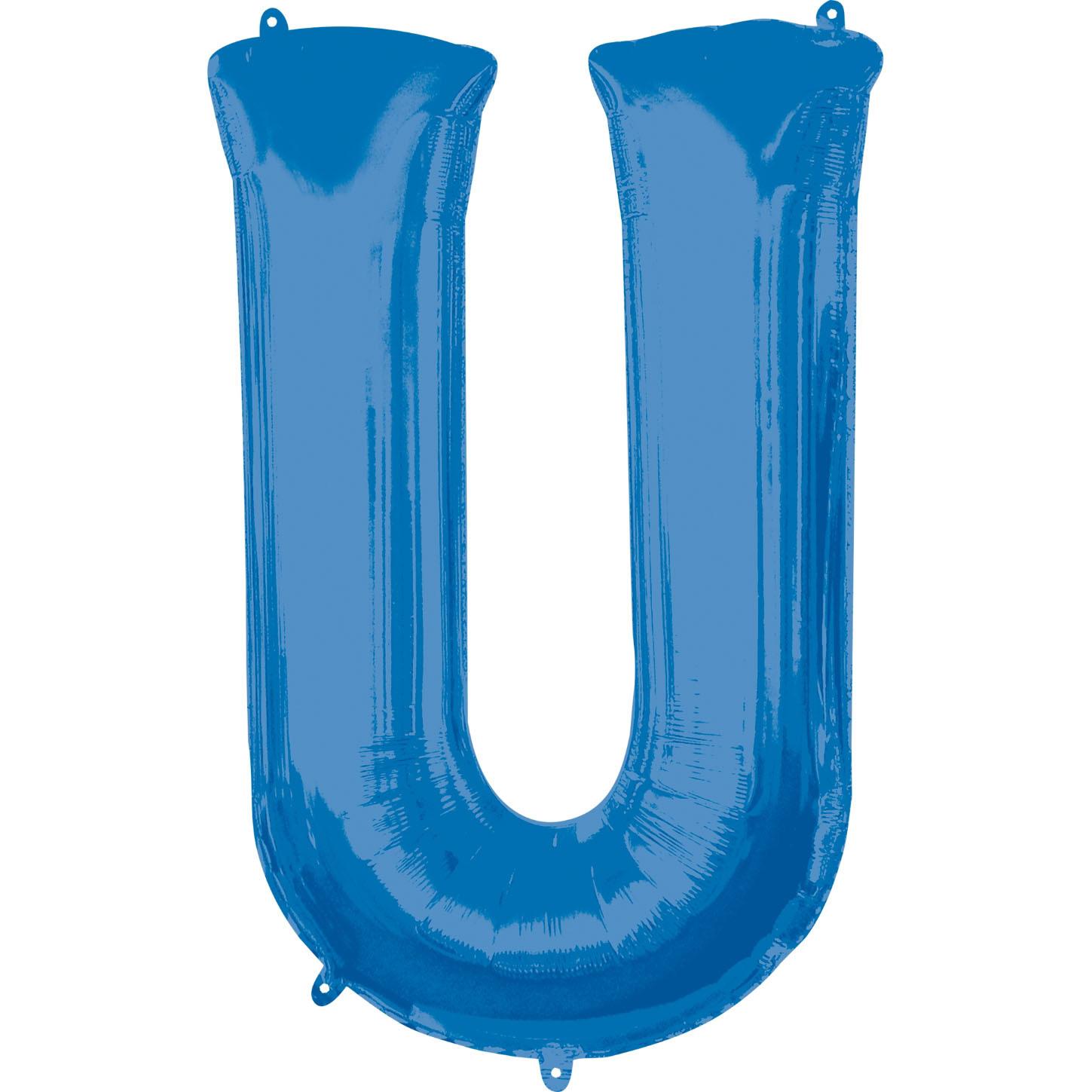 Letter U Blue SuperShape Balloon 60x81cm Balloons & Streamers - Party Centre