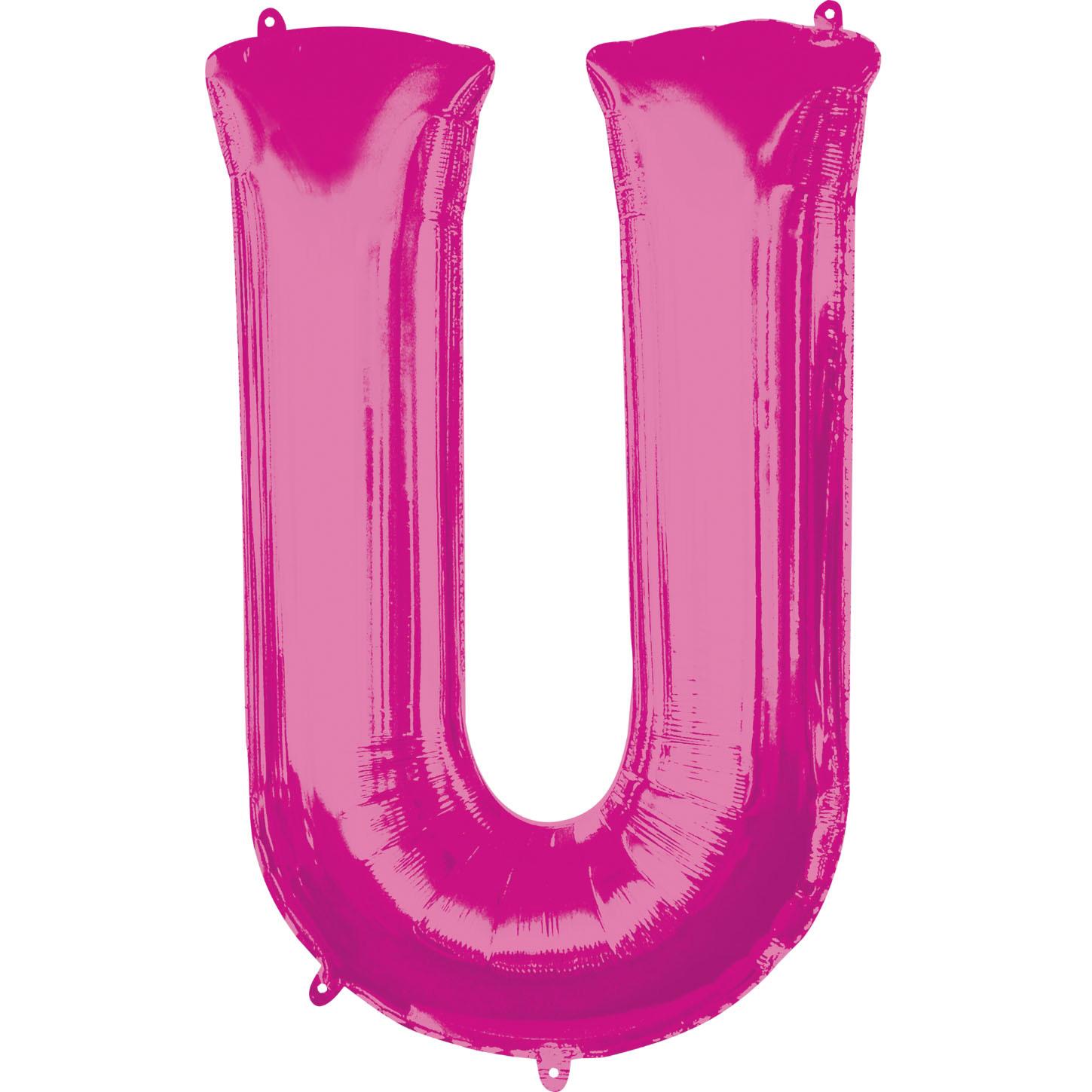 Letter U Pink SuperShape Foil Balloon 53x81cm Balloons & Streamers - Party Centre