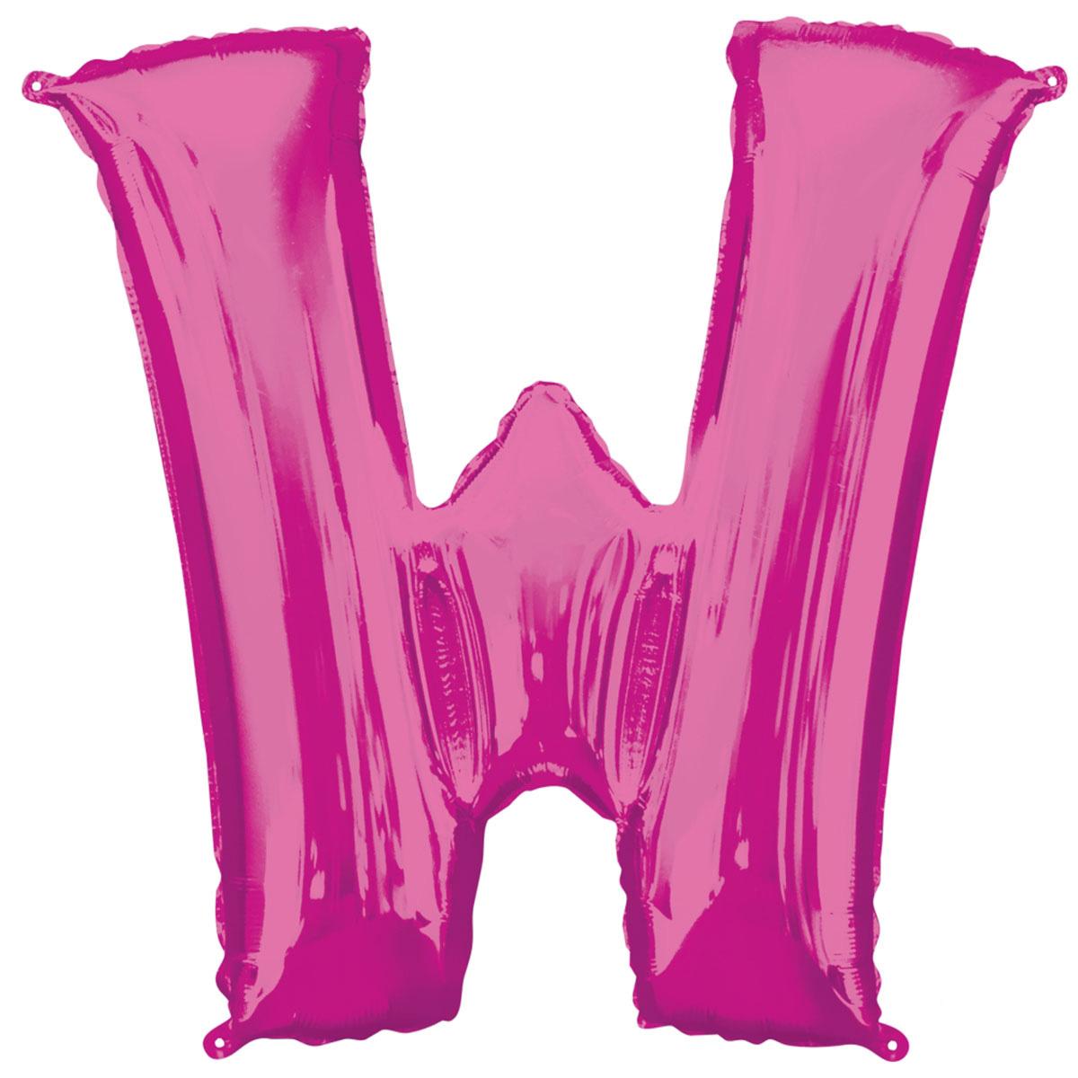 Letter W Pink SuperShape Foil Balloon 53x81cm Balloons & Streamers - Party Centre