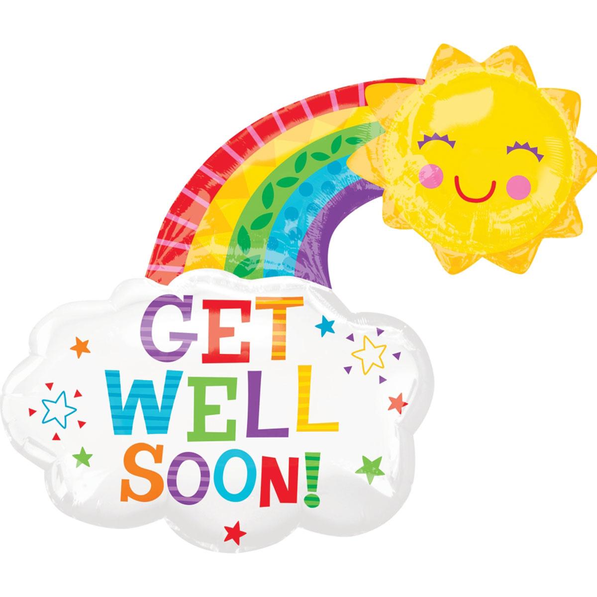 Get Well Happy Rainbow SuperShape Balloon 76cm Balloons & Streamers - Party Centre
