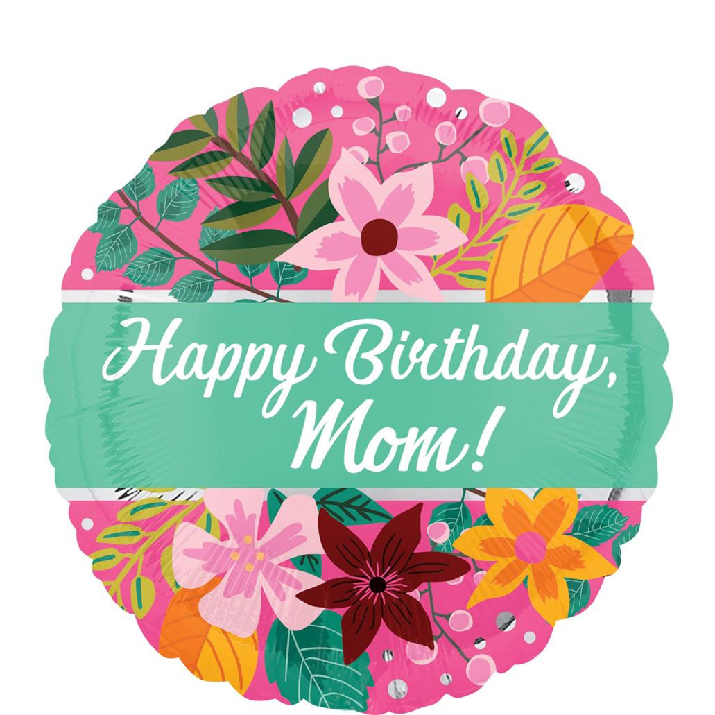 Happy Birthday Mom Bouquet Foil Balloon 18in Balloons & Streamers - Party Centre
