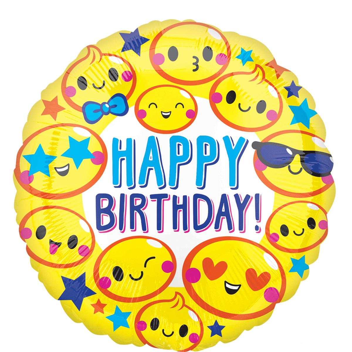 Happy Birthday Emoticon Fun 21in Balloons & Streamers - Party Centre