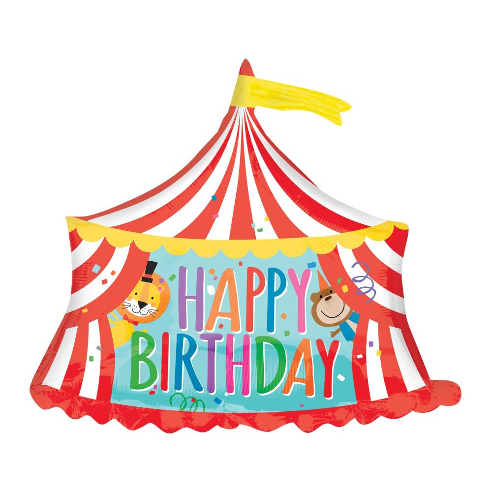 Circus Tent Happy Birthday SuperShape Balloon 71cm Balloons & Streamers - Party Centre