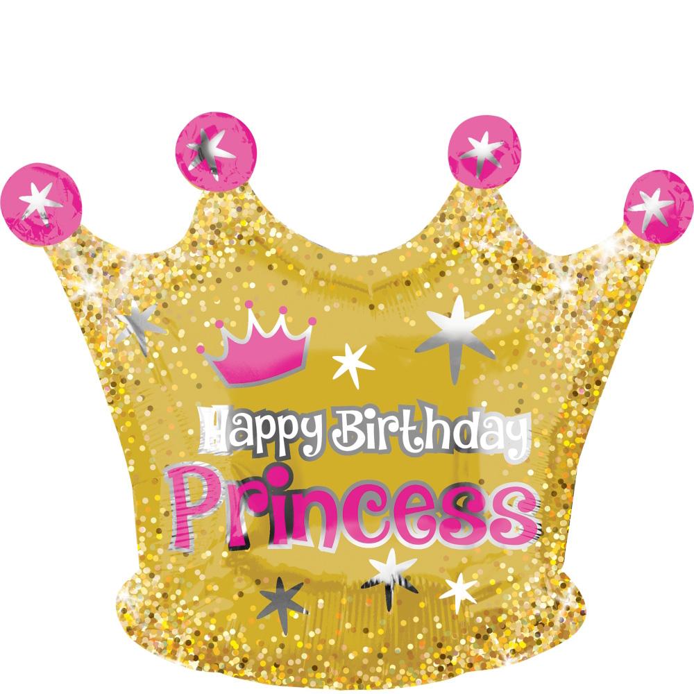 Happy Birthday Gold Crown Junior Shape 50x40cm Balloons & Streamers - Party Centre
