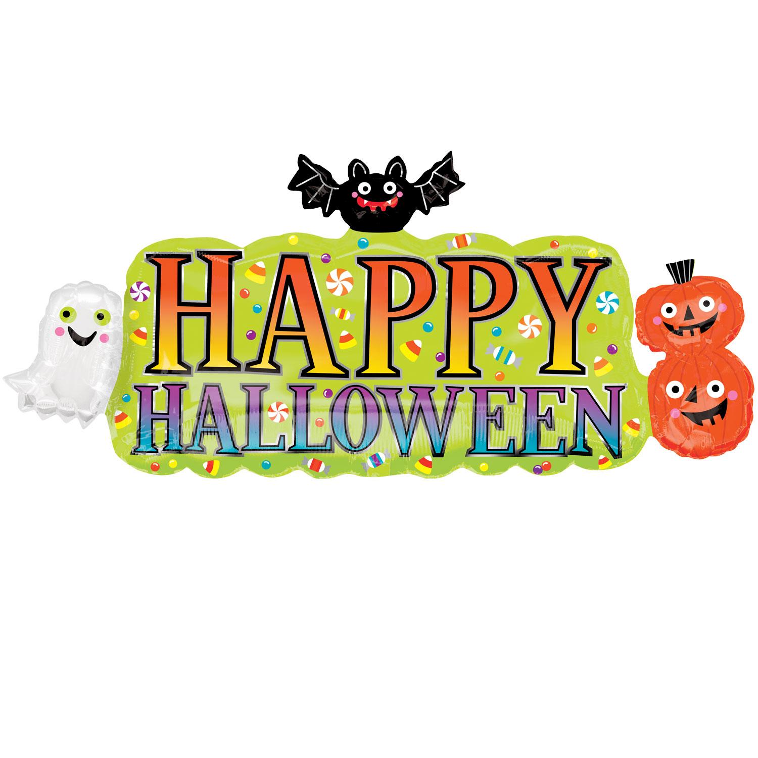 Happy Halloween Banner SuperShape Balloon 91x40cm Balloons & Streamers - Party Centre