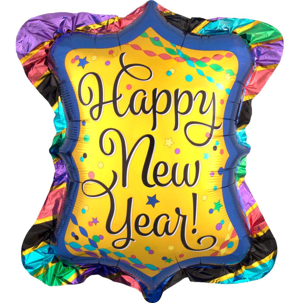 Happy New Year Ruffle Frame SuperShape 60x68cm Balloons & Streamers - Party Centre