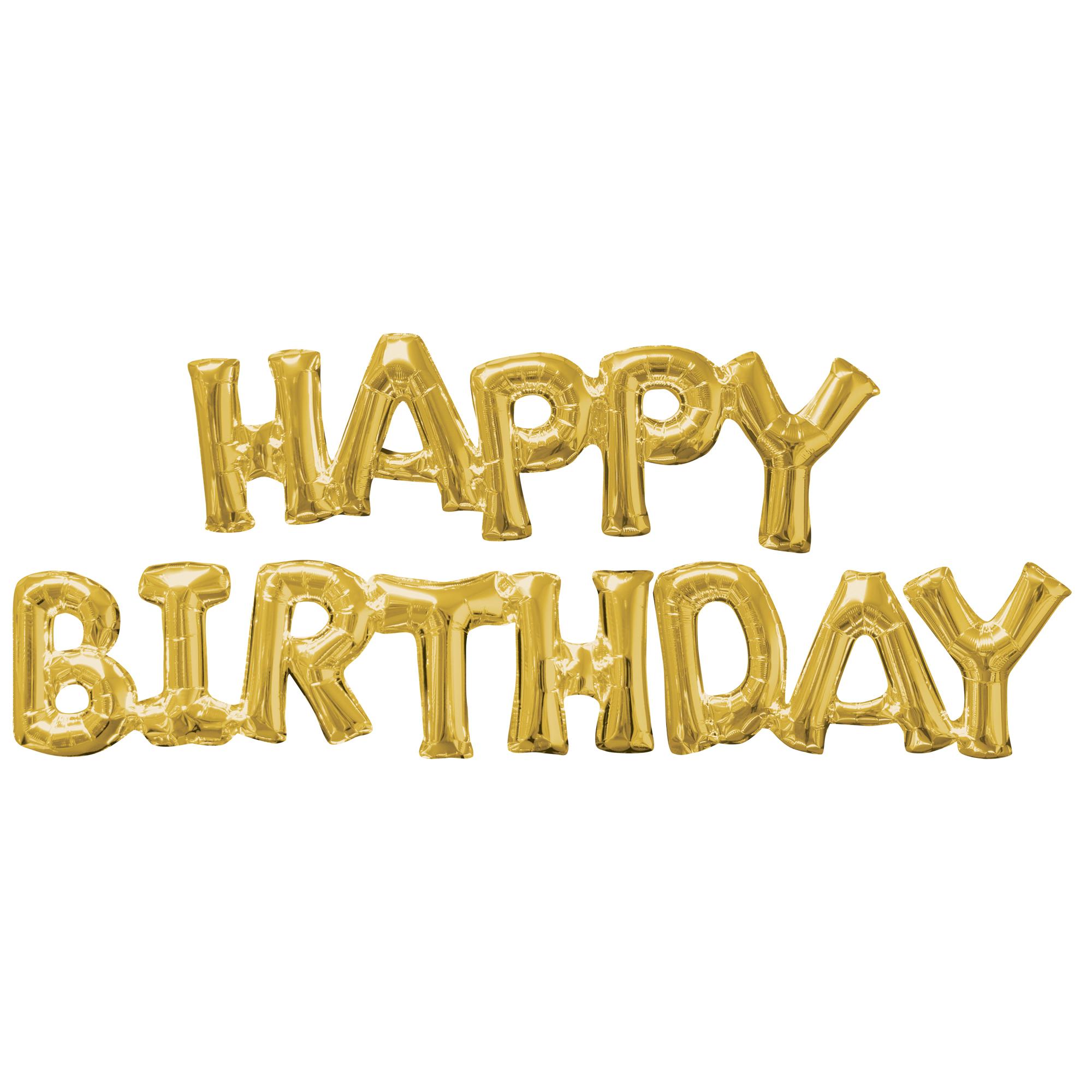 Happy Birthday Gold Phrase Foil Balloon Balloons & Streamers - Party Centre