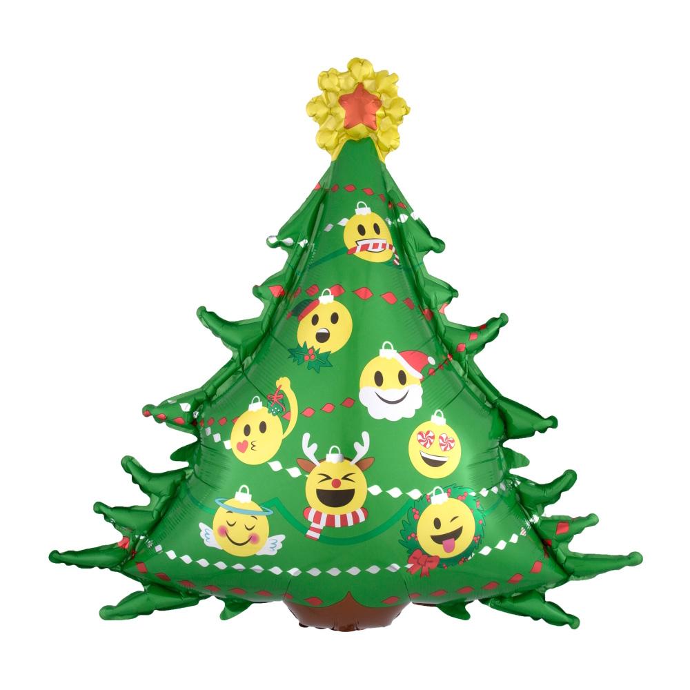 Emoticon Christmas Tree SuperShape Foil Balloon 86x83cm Balloons & Streamers - Party Centre
