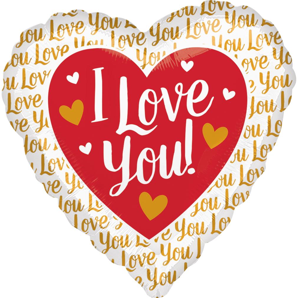 I Love You Gold Jumbo Foil Balloon 71cm Balloons & Streamers - Party Centre