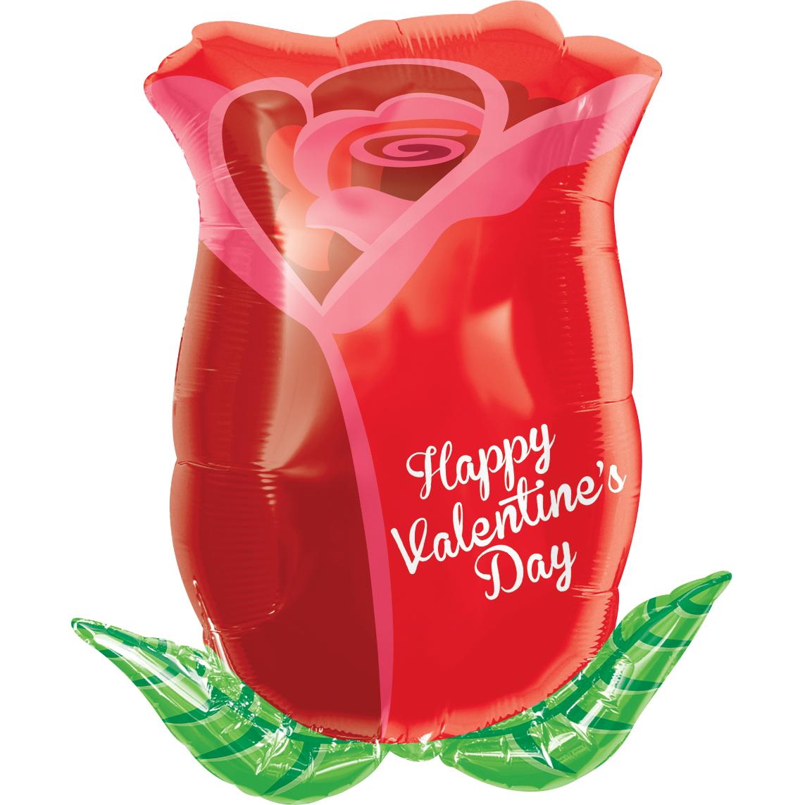 Valentine Rose Bud Junior Shape Balloon Balloons & Streamers - Party Centre