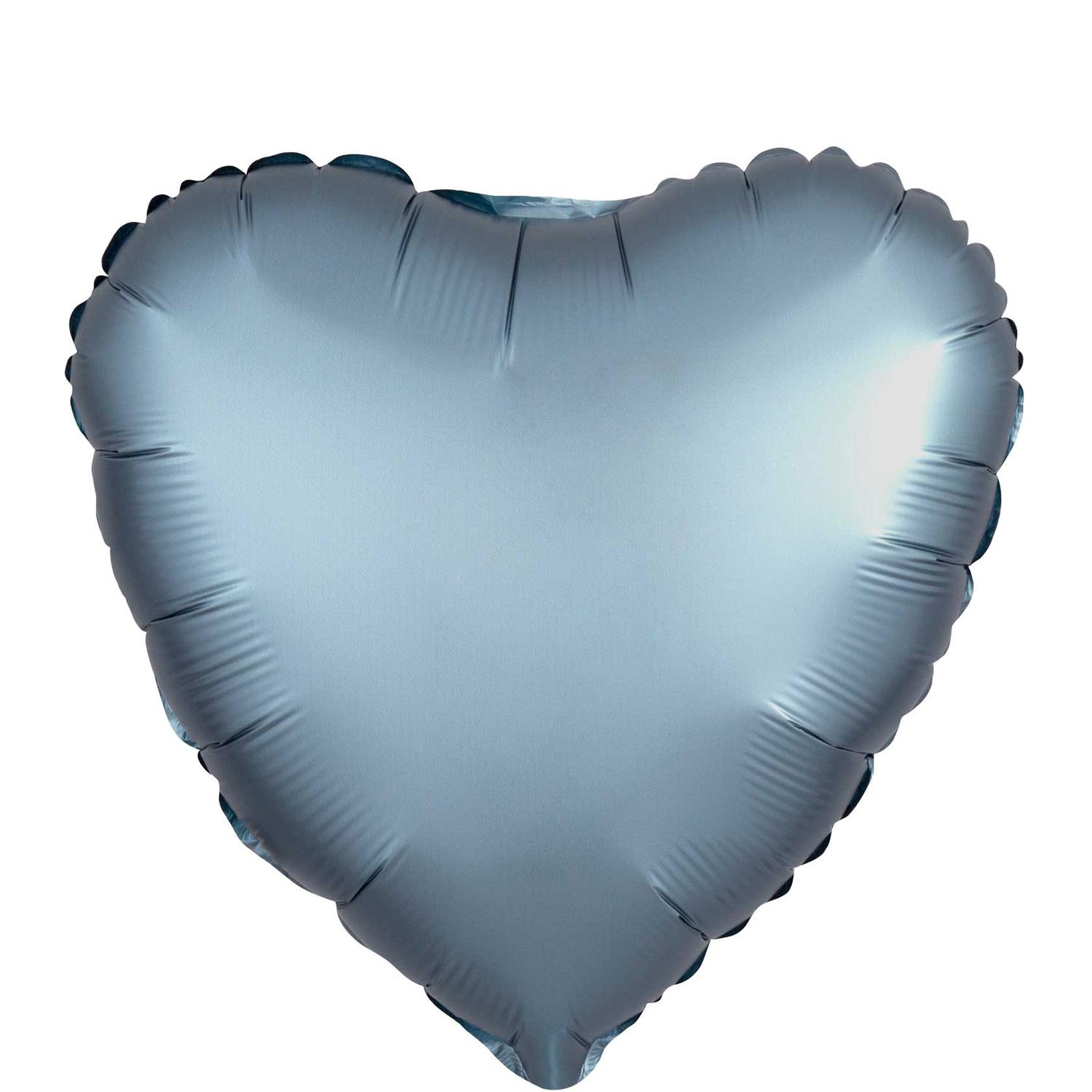 Satin Luxe Steel Blue Heart Foil Balloon 45cm Balloons & Streamers - Party Centre