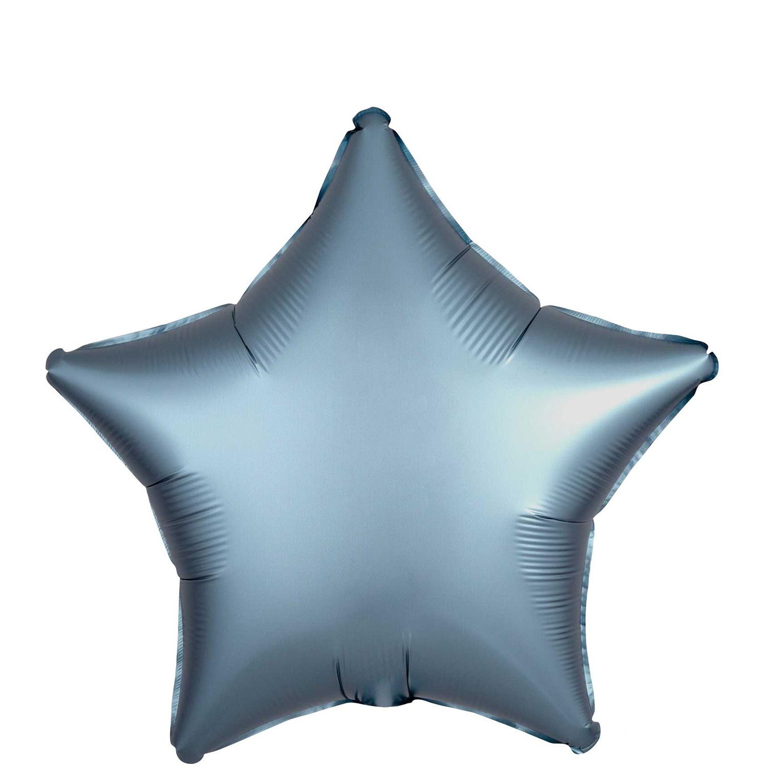 Satin Luxe Steel Blue Star Foil Balloon 45cm Balloons & Streamers - Party Centre