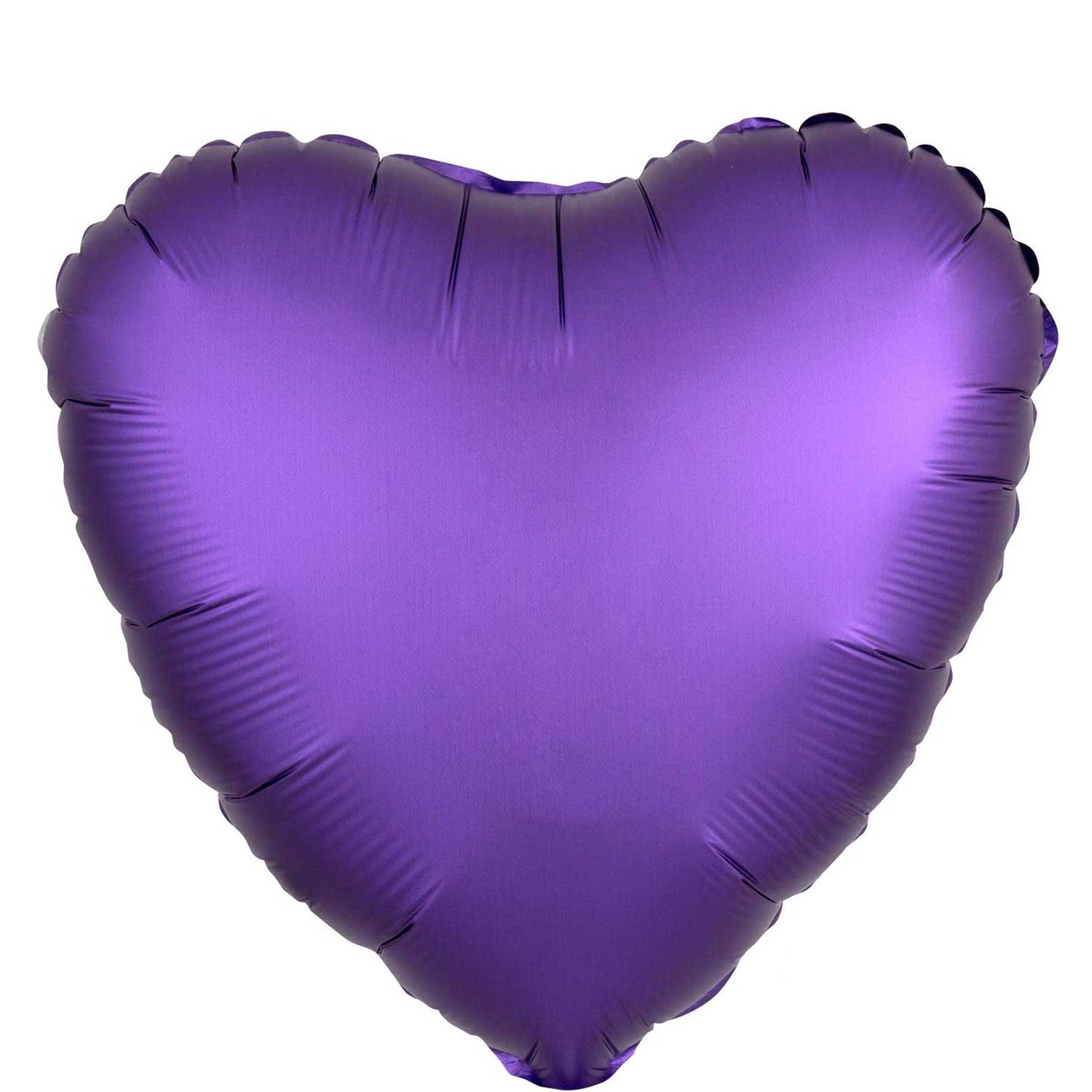 Satin Luxe Purple Royale Heart Foil Balloon 45cm Balloons & Streamers - Party Centre