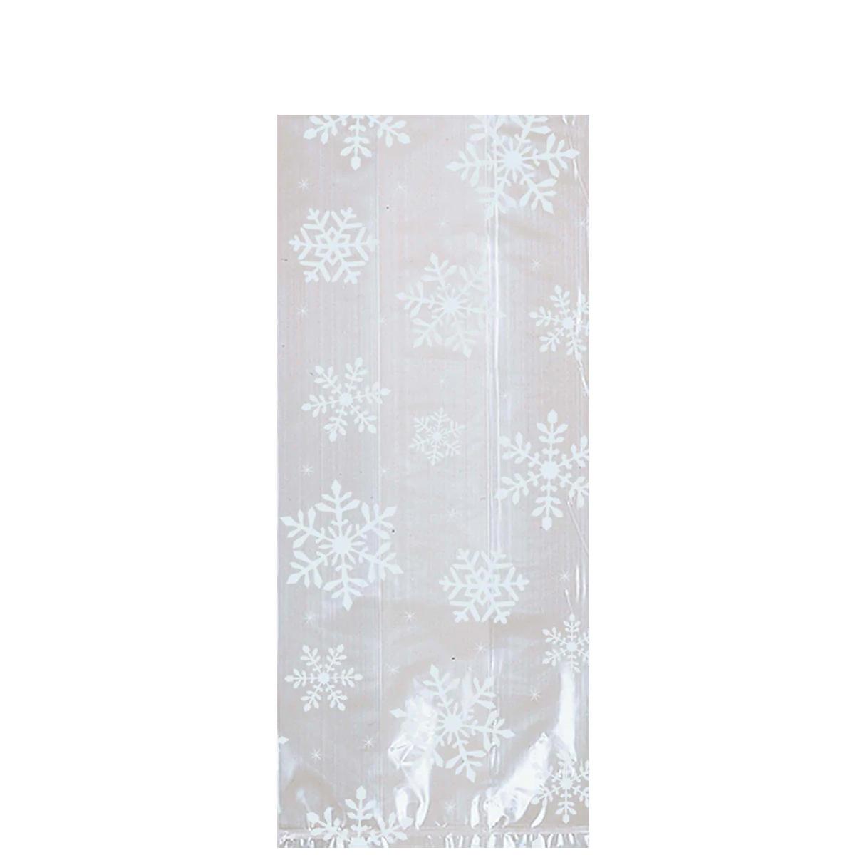 White Snowflakes Cello Party Bags Small 20pcs Party Favors - Party Centre