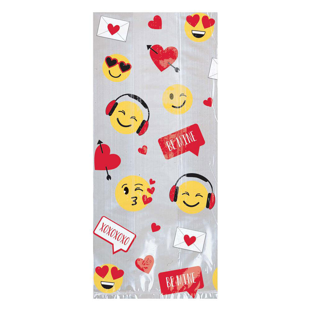 Valentine Emoji Small Plastic Bags 20pcs Favours - Party Centre