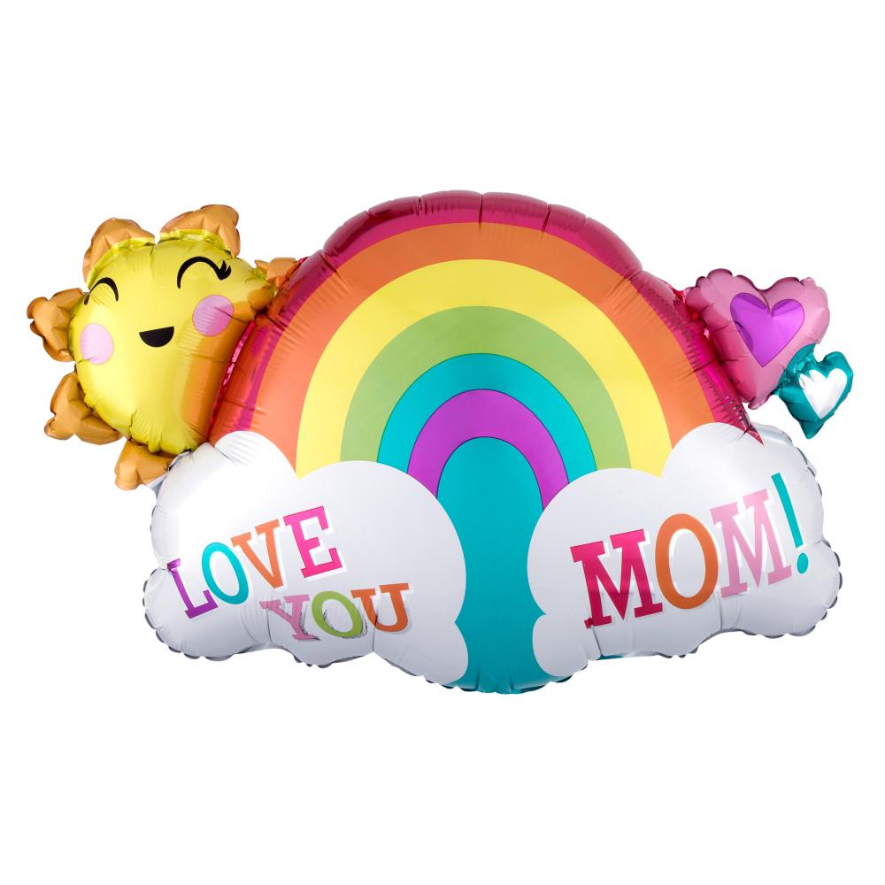 Love You Mom Rainbow SuperShape Balloon 76x50cm Balloons & Streamers - Party Centre