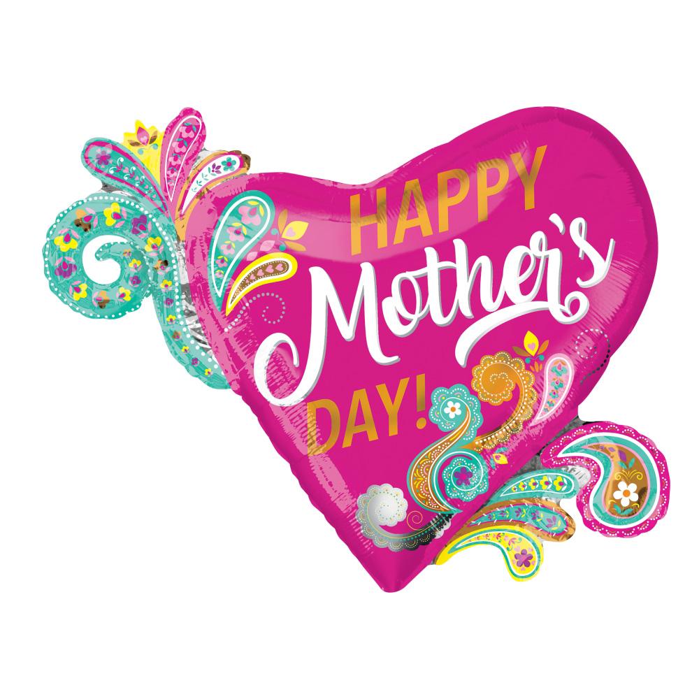 Happy Mother's Day Paisley Swirls SuperShape Balloon 81x66cm Balloons & Streamers - Party Centre