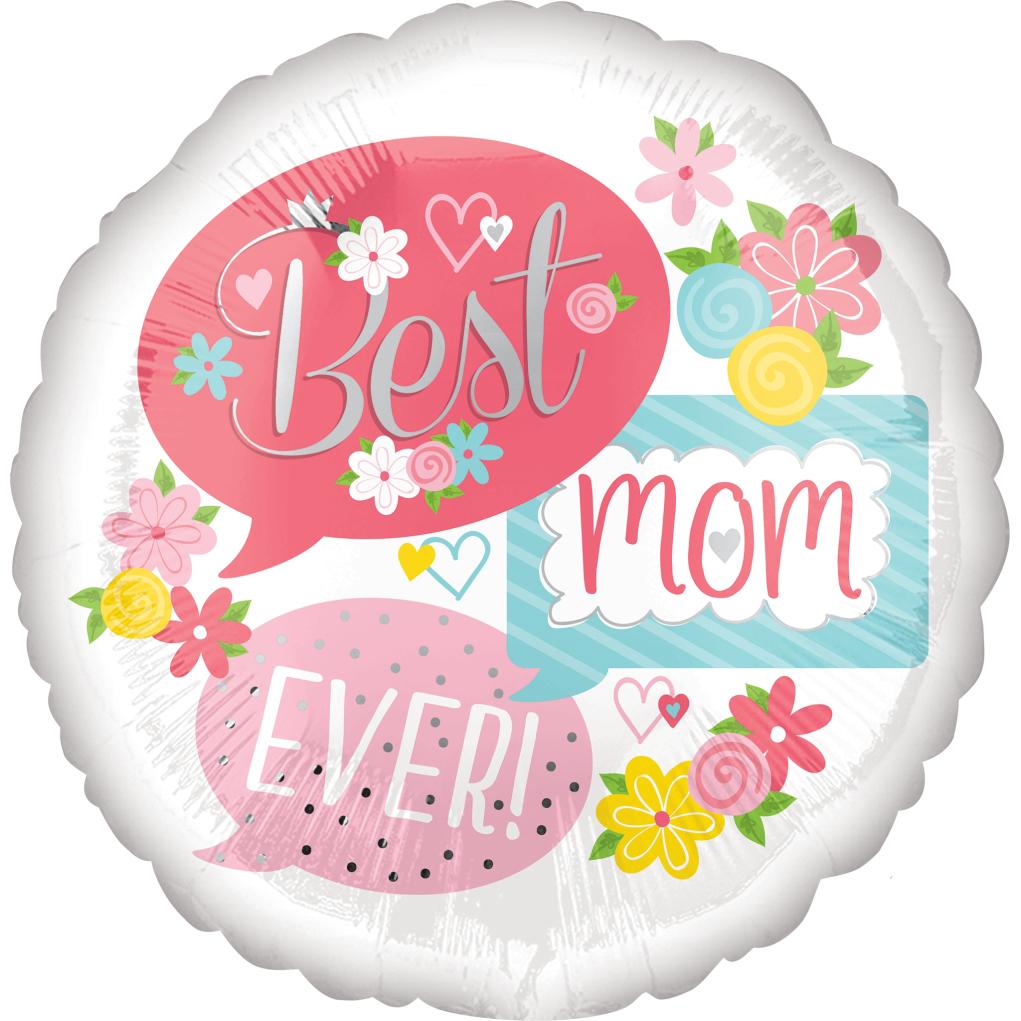 Best Mom Ever Bubbles Foil Balloon 45cm Balloons & Streamers - Party Centre