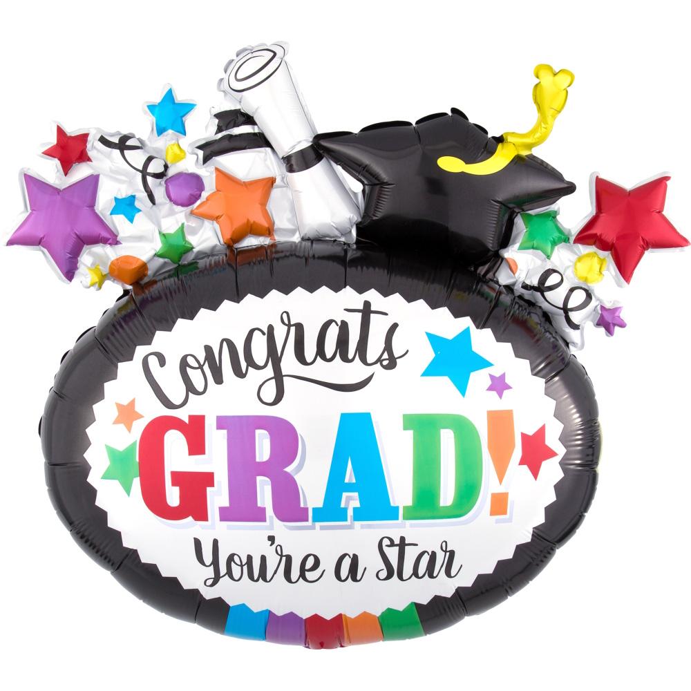 Graduation You're a Star SuperShape Balloon 73x68cm Balloons & Streamers - Party Centre