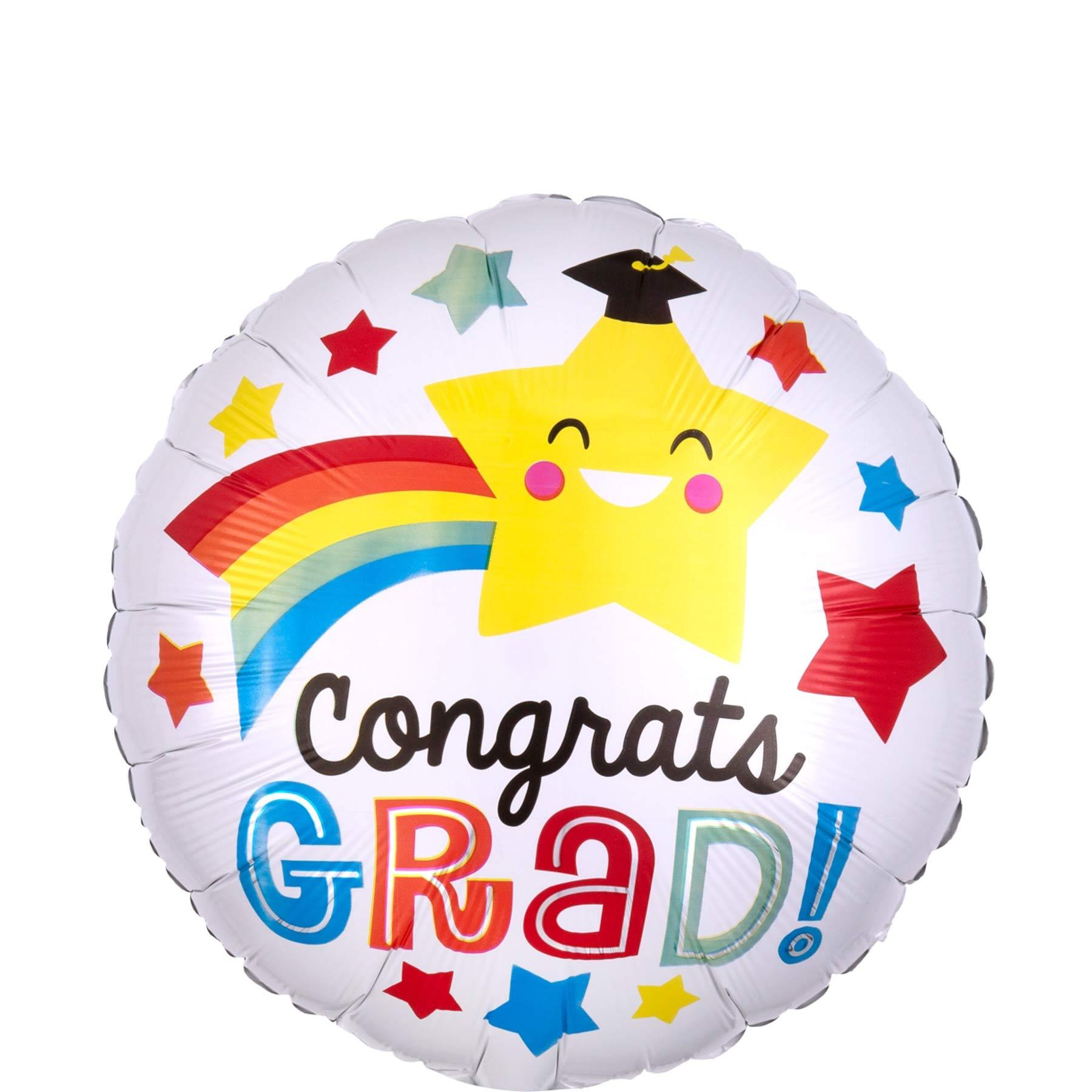 Congrats Graduation Happy Star Foil Balloon 45cm Balloons & Streamers - Party Centre