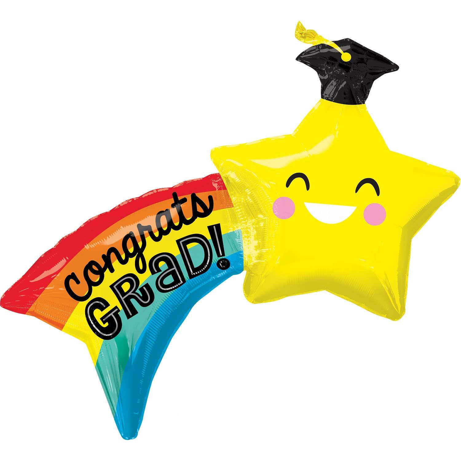 Graduation Shooting Star SuperShape Balloon 86x71cm Balloons & Streamers - Party Centre