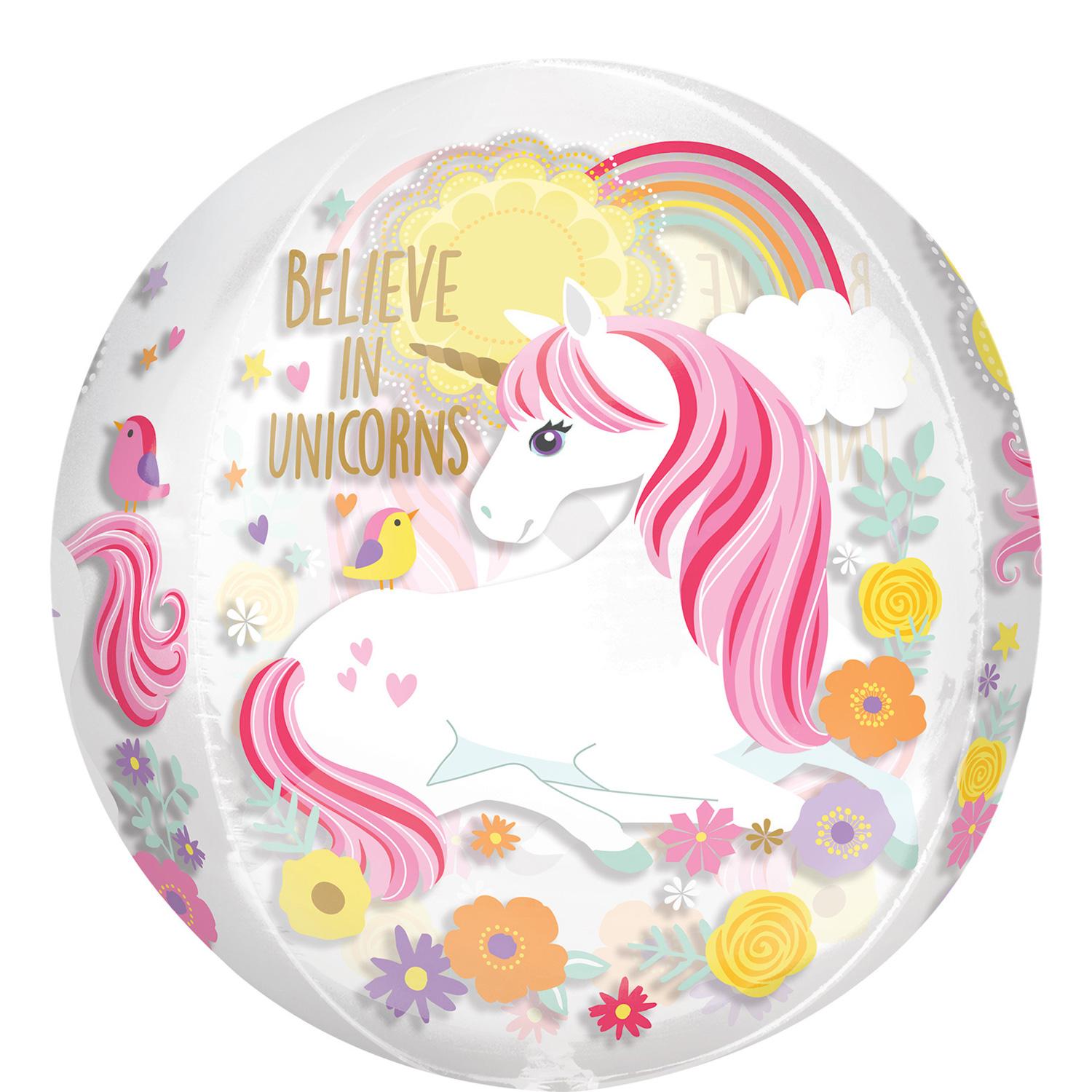 Magical Unicorn Orbz Clear Balloon 38x40cm Balloons & Streamers - Party Centre