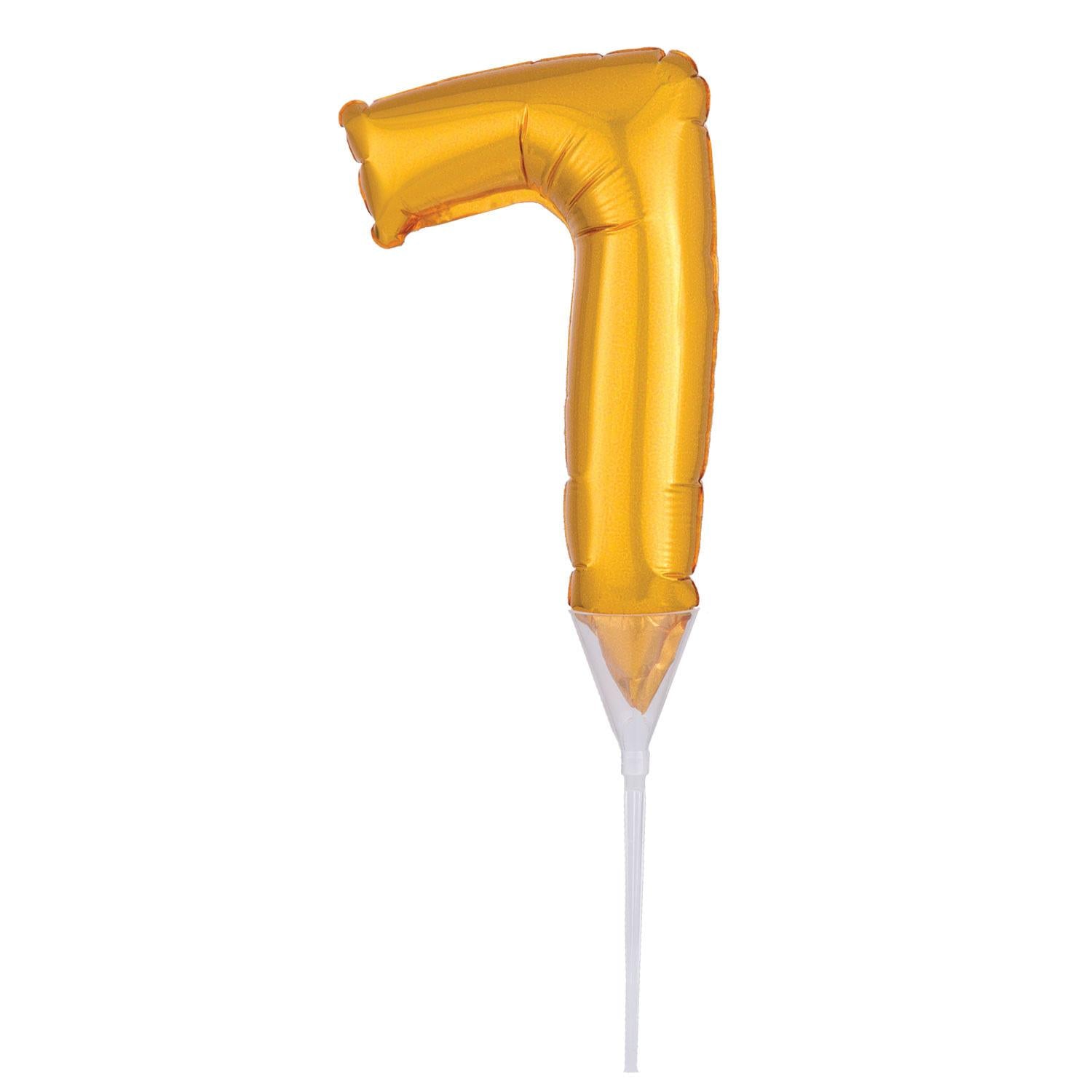 Gold Number 7 Cake Pick Micro Foil Balloon Balloons & Streamers - Party Centre