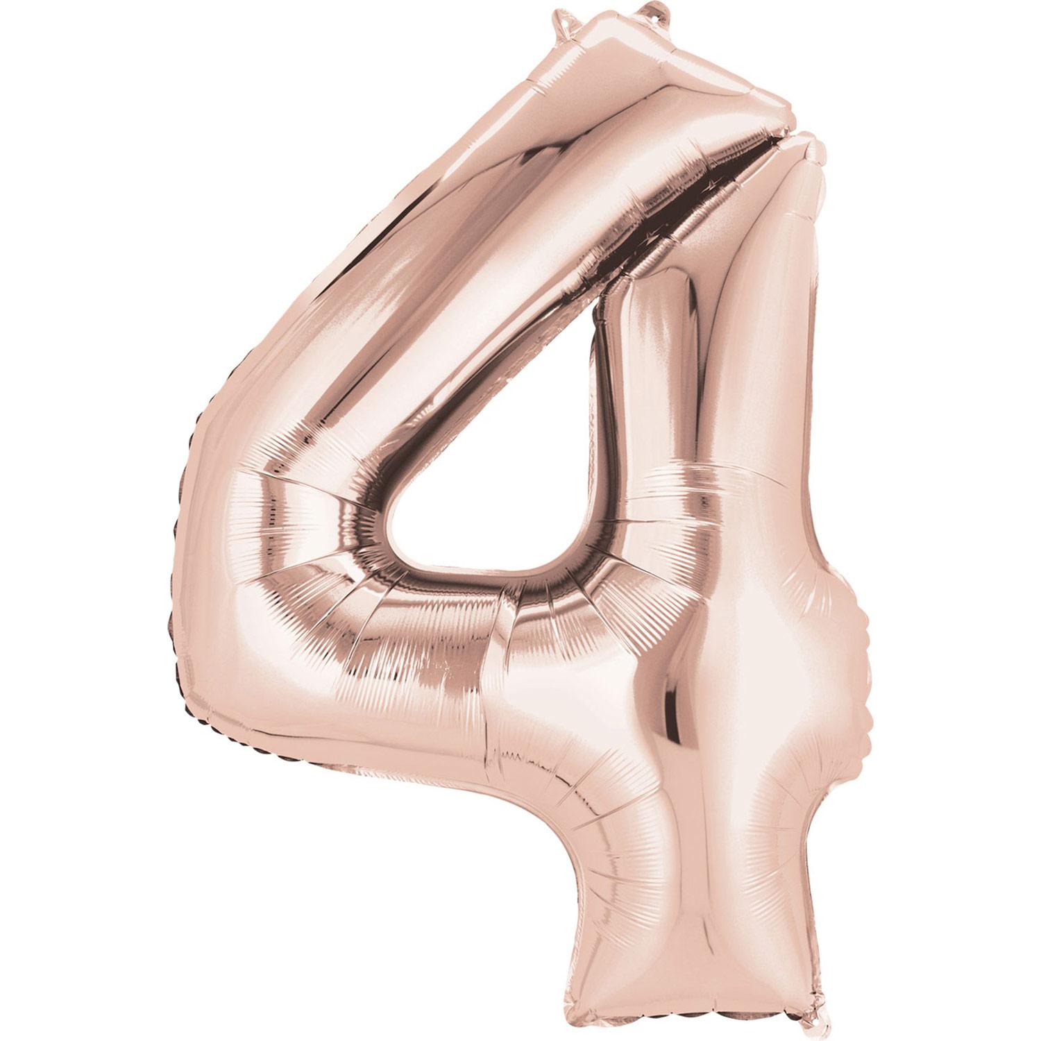 Rose Gold Number 4 Mini Shape Foil Balloon 40cm Balloons & Streamers - Party Centre