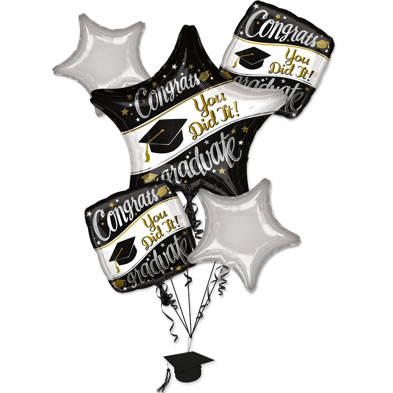 On Your Way Graduation Balloon Bouquet 5pcs Balloons & Streamers - Party Centre