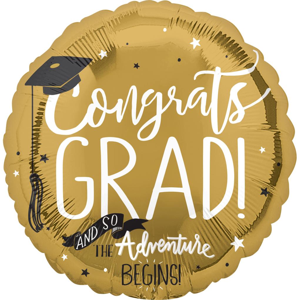 The Adventure Begins Graduation Foil Balloon 45cm Balloons & Streamers - Party Centre