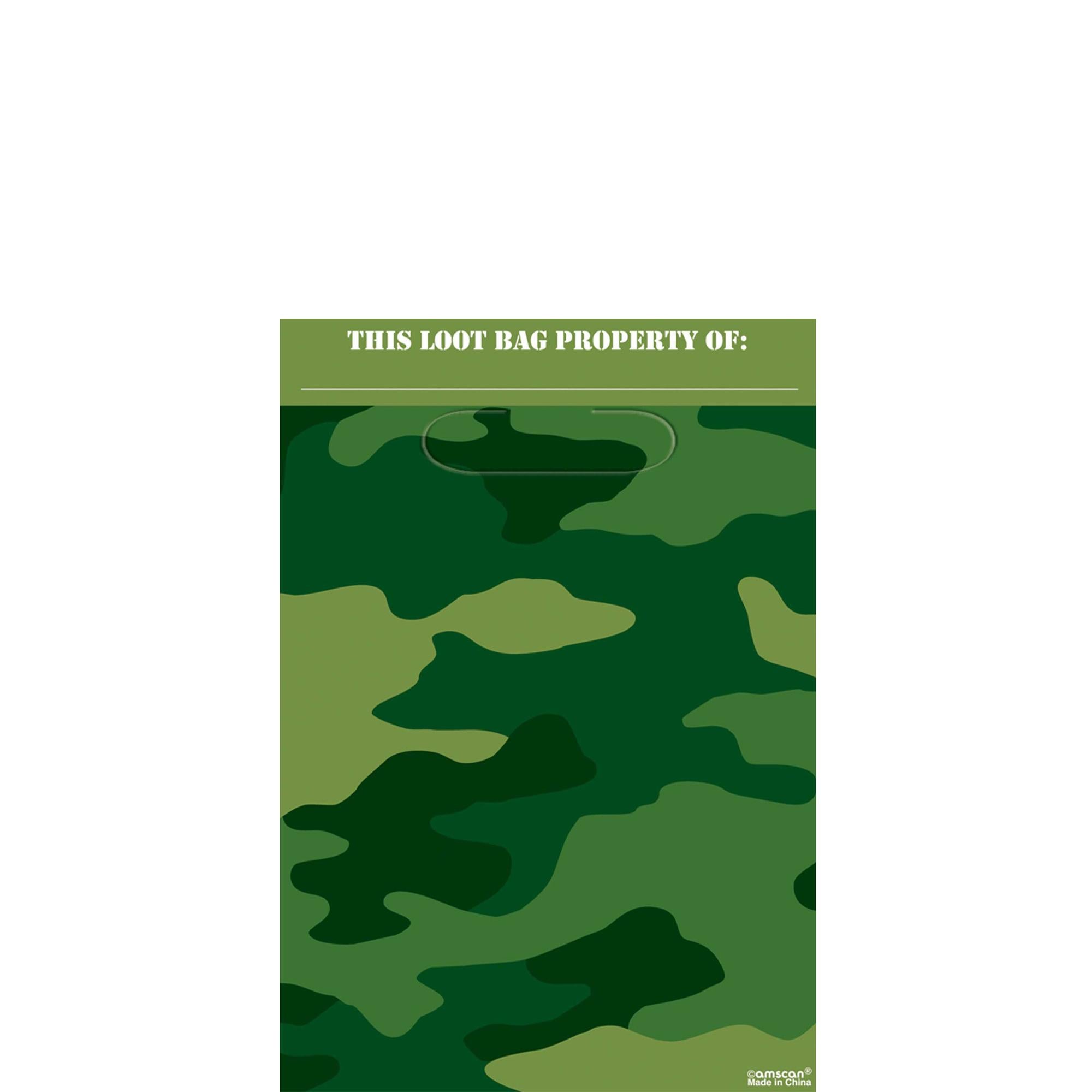 Camouflage Plastic Bags 9in, 8pcs Favours - Party Centre