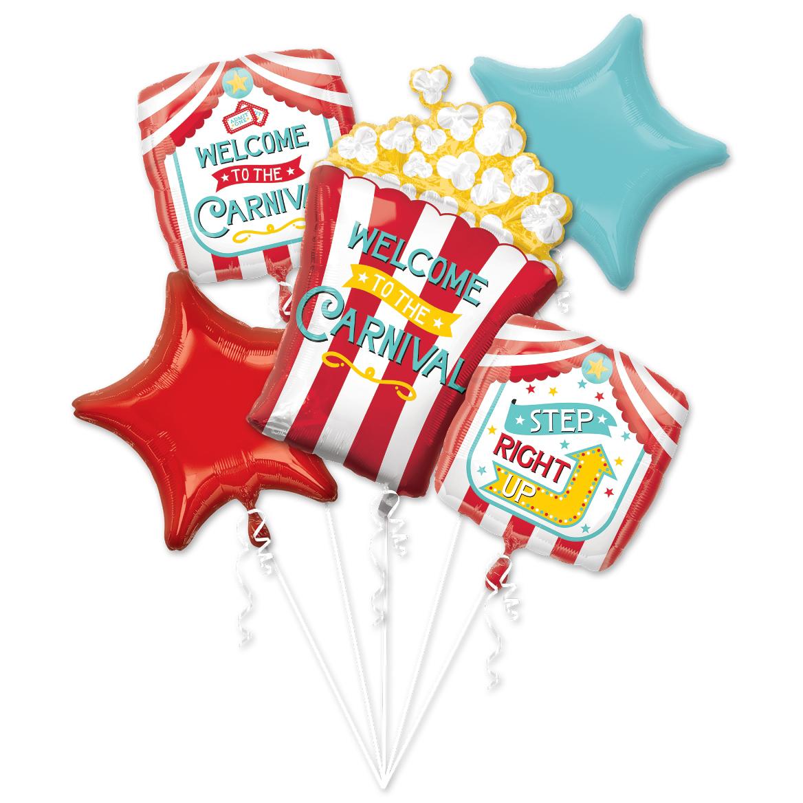 Carnival Balloon Bouquet 5pcs Balloons & Streamers - Party Centre