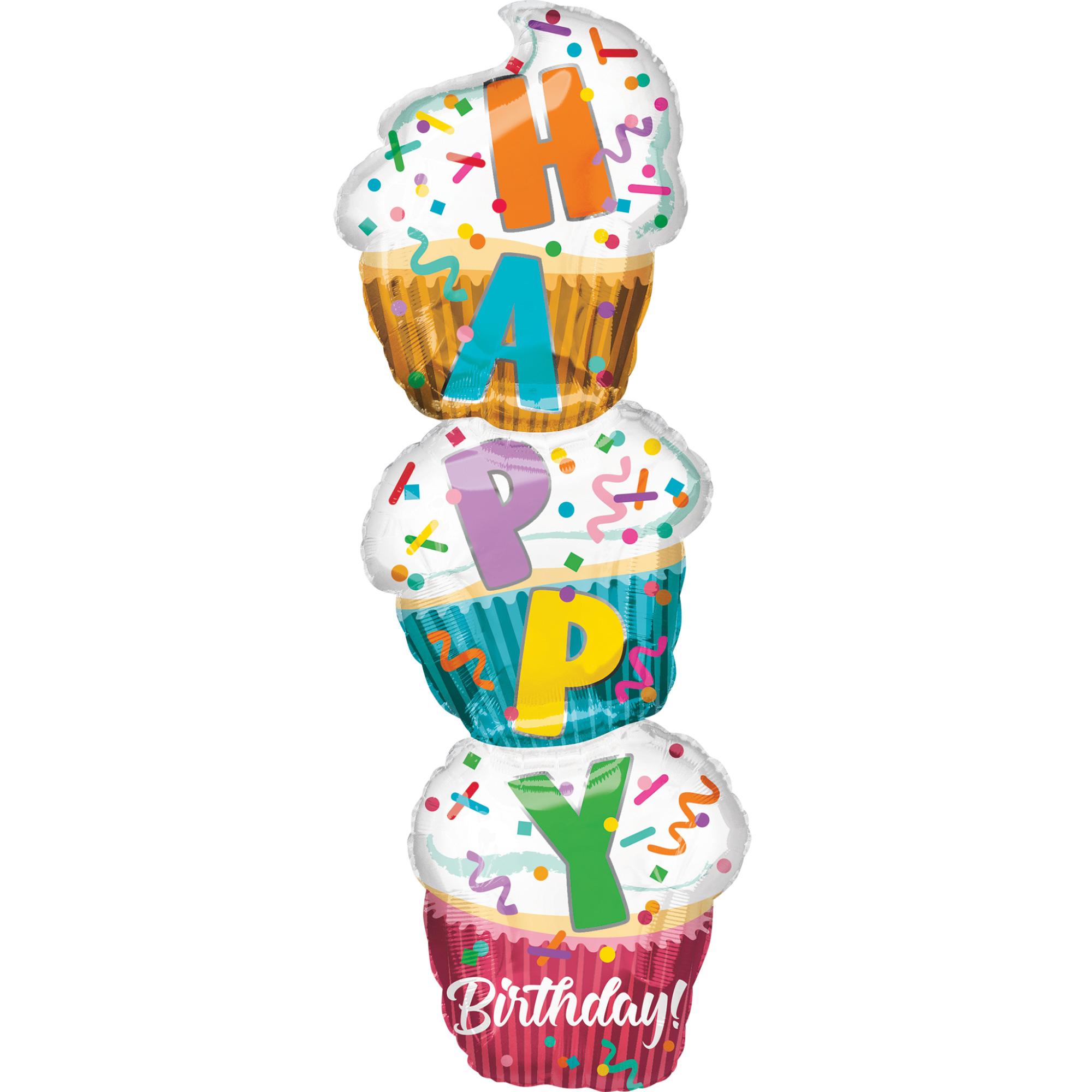 Stacked Cupcake SuperShape 33x104cm Balloons & Streamers - Party Centre