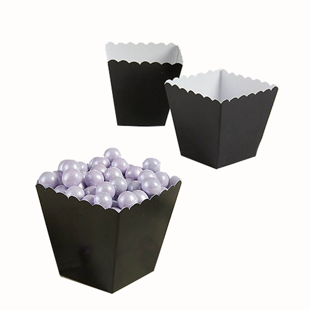 Black Scalloped Favor Boxes 100pcs Favours - Party Centre
