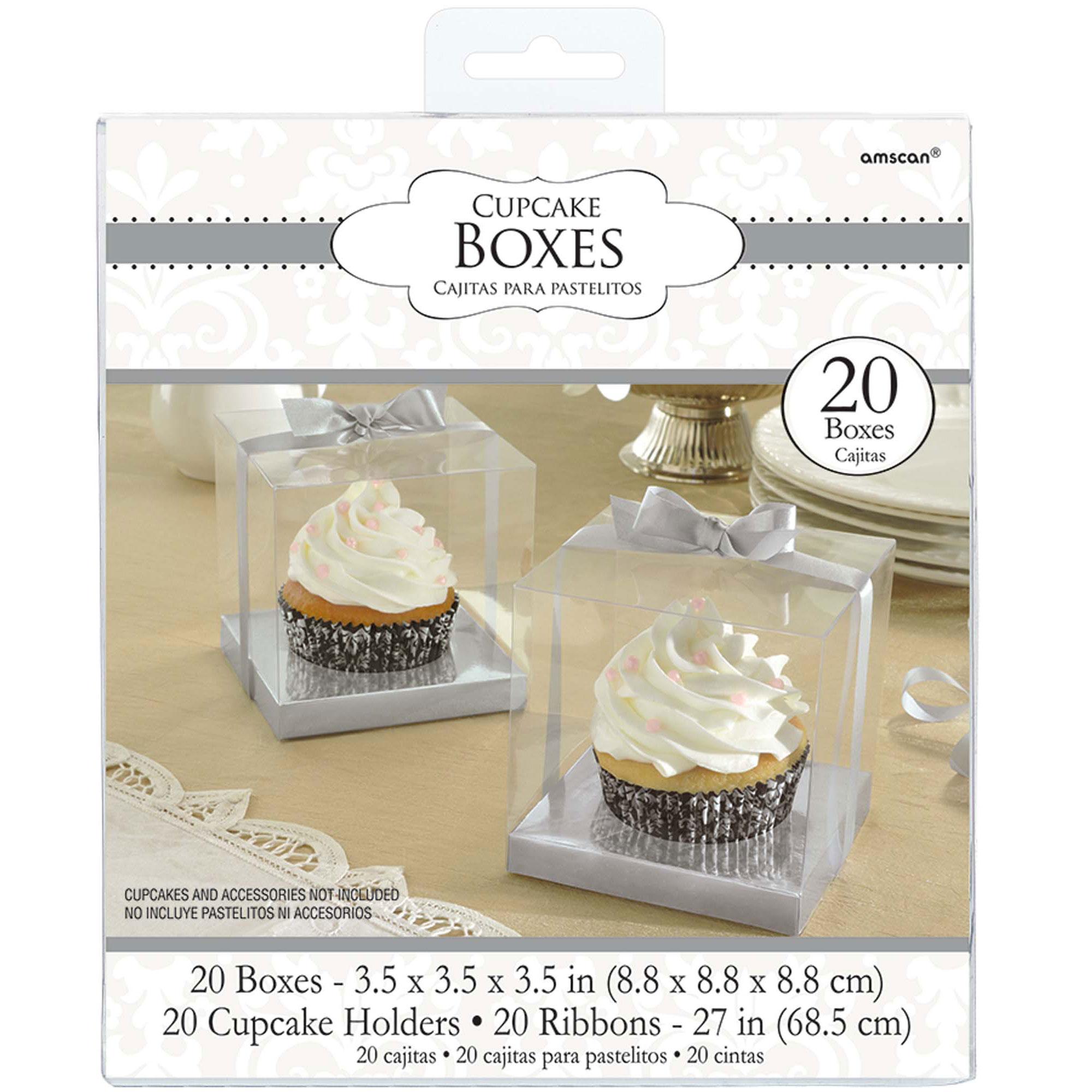 Silver Cupcake Boxes 20pcs Favours - Party Centre