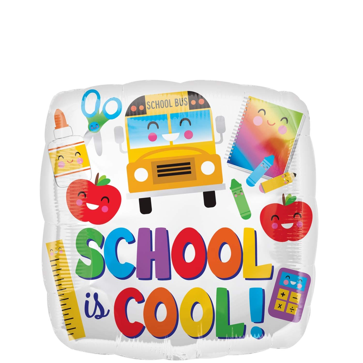 Colorful School is Cool Foil Balloon 45cm Balloons & Streamers - Party Centre
