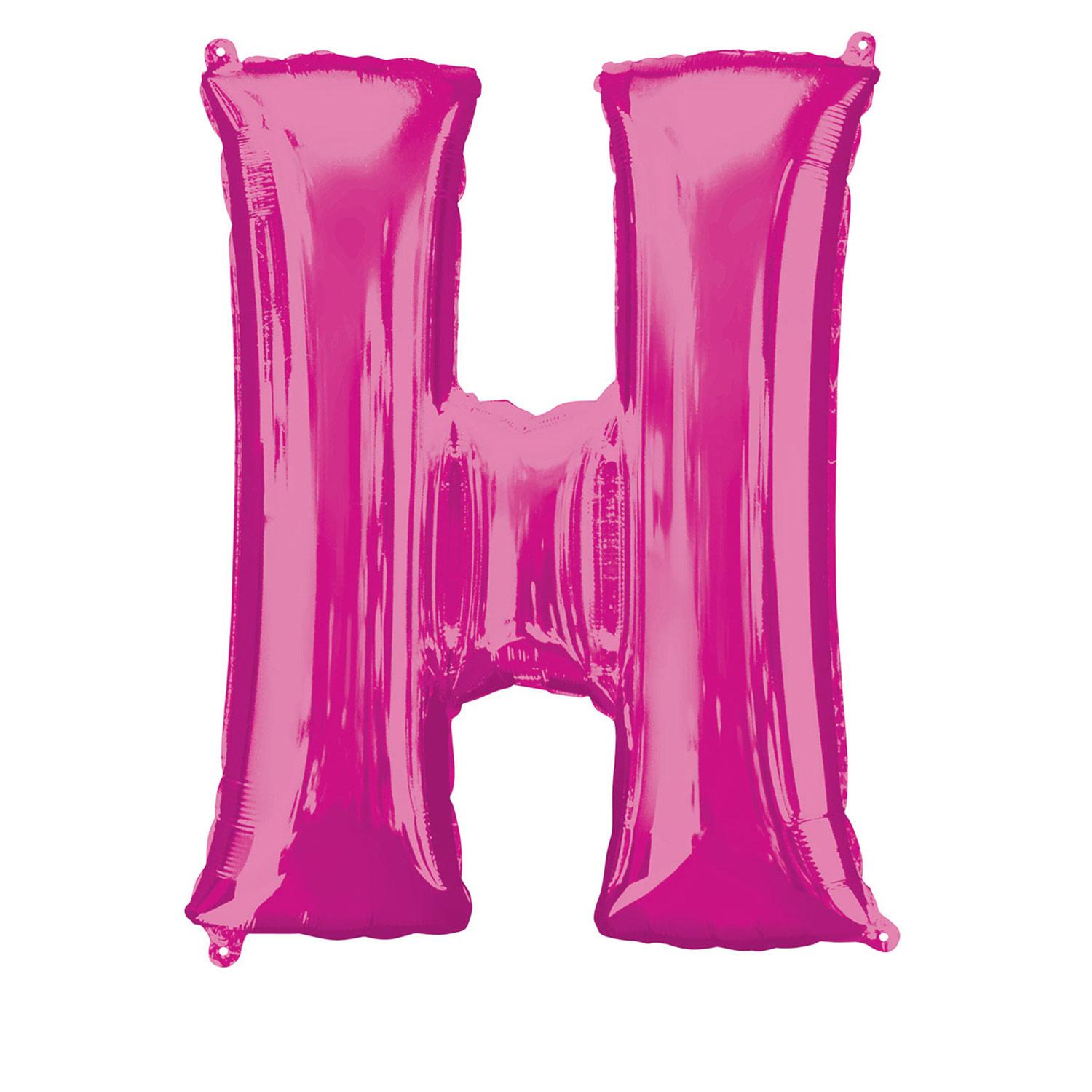Pink Letter H Mini Shape Foil Balloon 40cm Balloons & Streamers - Party Centre