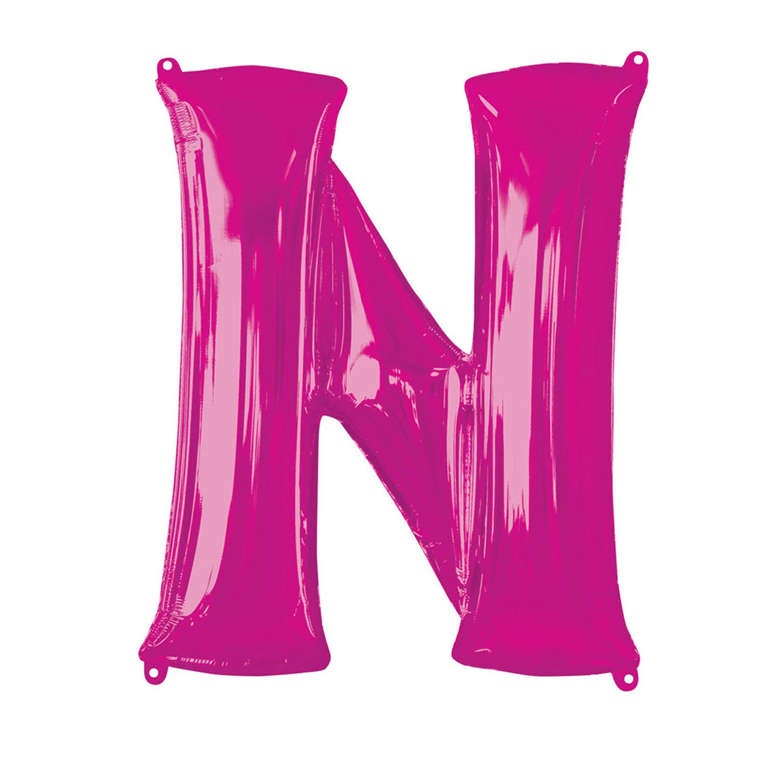 Pink Letter N Mini Shape Foil Balloon 40cm Balloons & Streamers - Party Centre