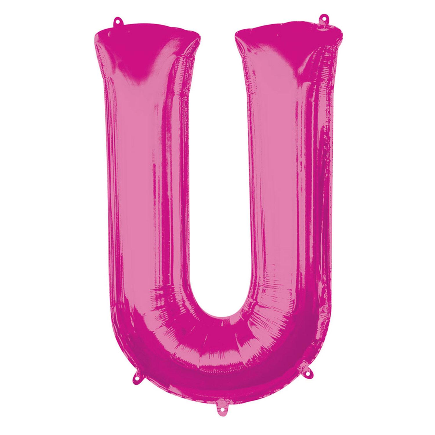 Pink Letter U Mini Shape Foil Balloon 40cm Balloons & Streamers - Party Centre