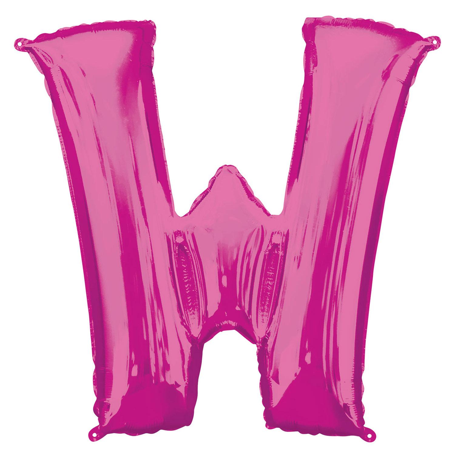 Pink Letter W Mini Shape Foil Balloon 40cm Balloons & Streamers - Party Centre