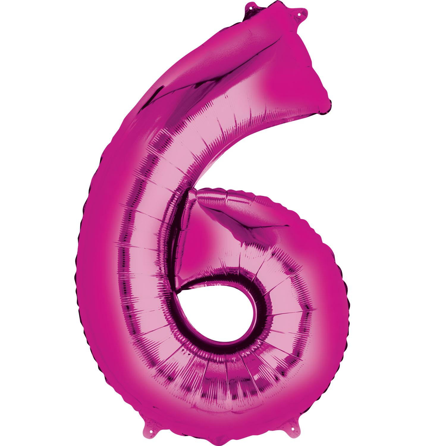 Pink Number 6 Mini Shape Foil Balloon 40cm Balloons & Streamers - Party Centre