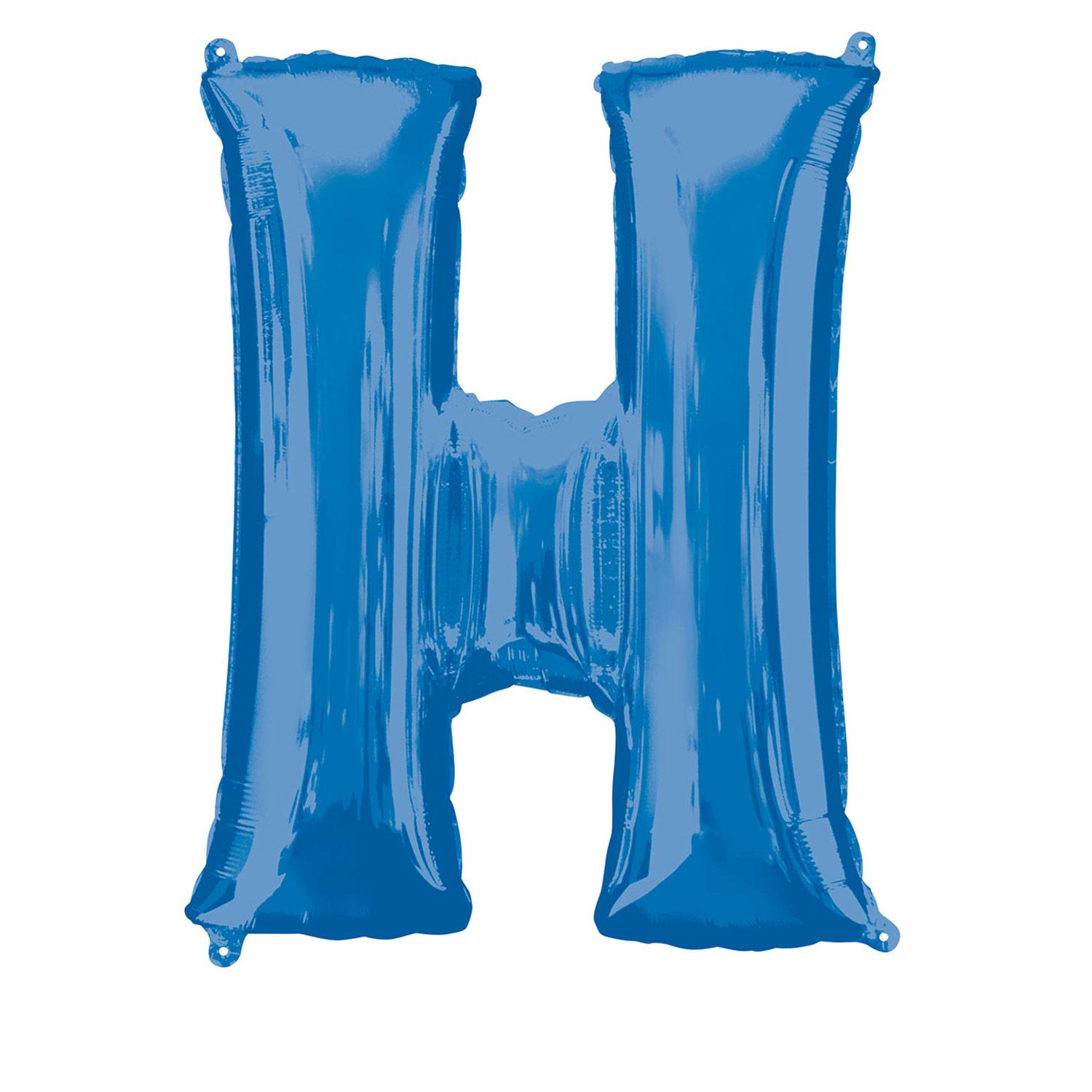 Blue Letter H Mini Shape Foil Balloon 40cm Balloons & Streamers - Party Centre
