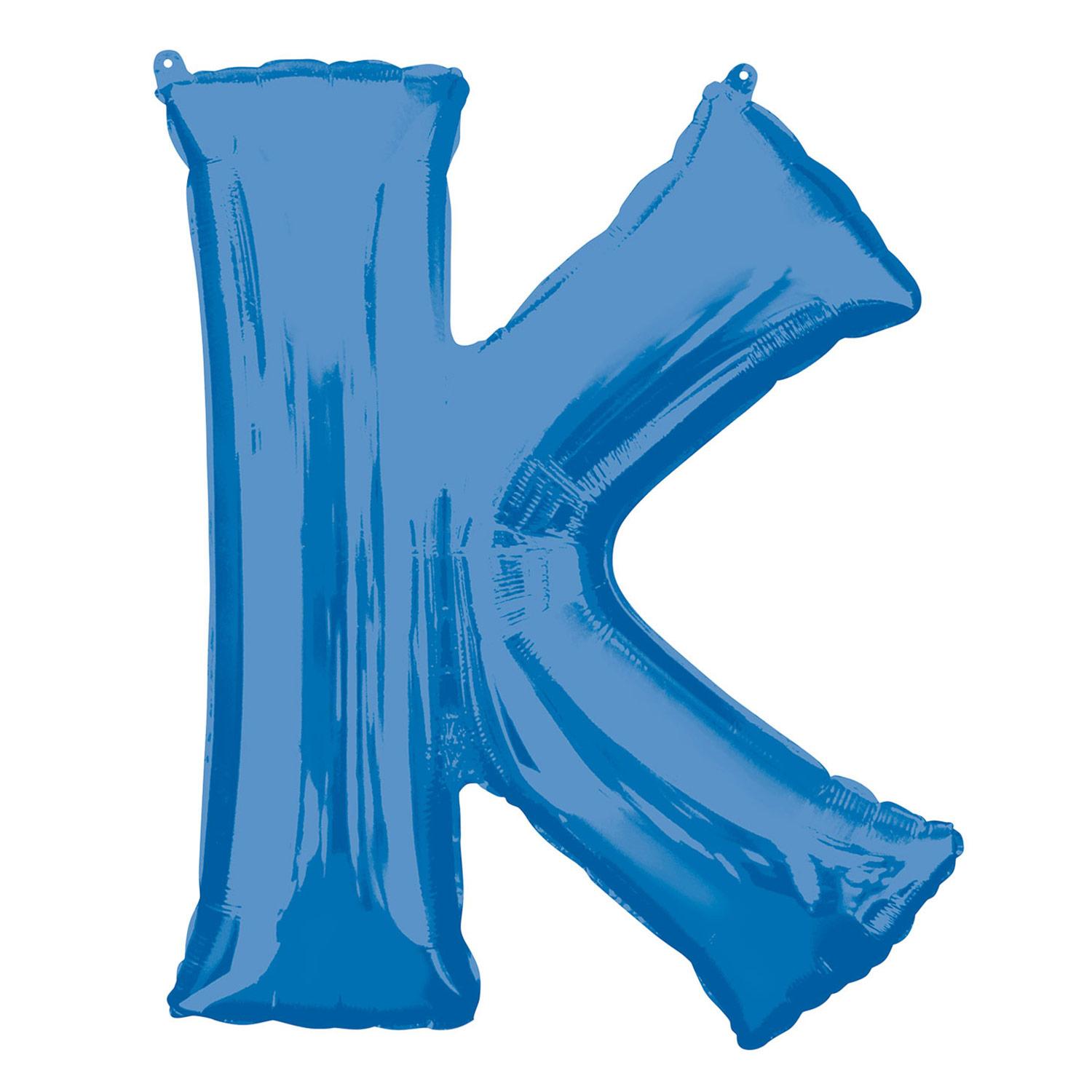 Blue Letter K Mini Shape Foil Balloon 40cm Balloons & Streamers - Party Centre