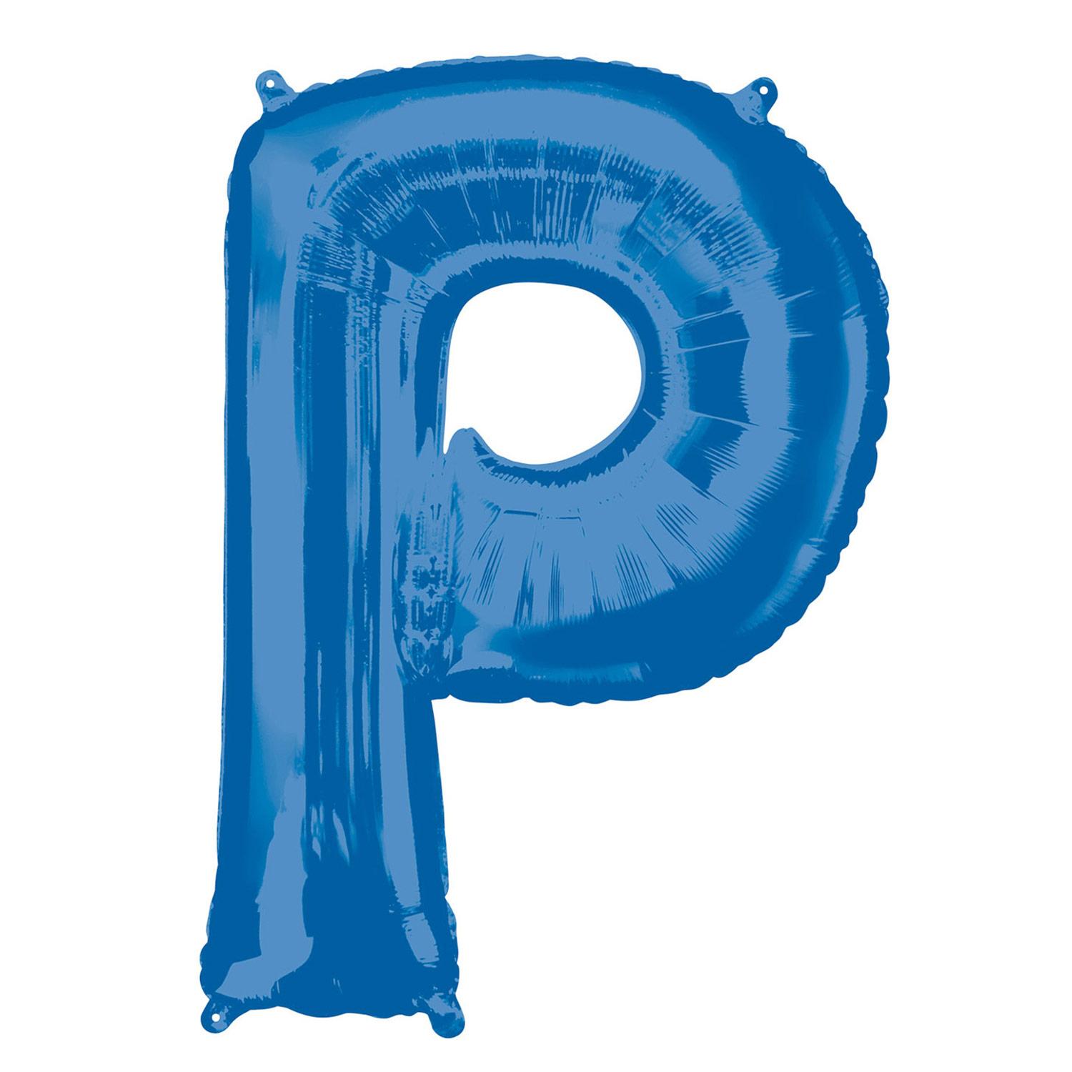 Blue Letter P Mini Shape Foil Balloon 40cm Balloons & Streamers - Party Centre