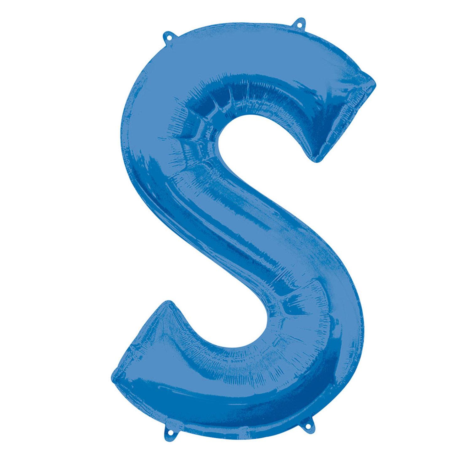 Blue Letter S Mini Shape Foil Balloon 40cm Balloons & Streamers - Party Centre